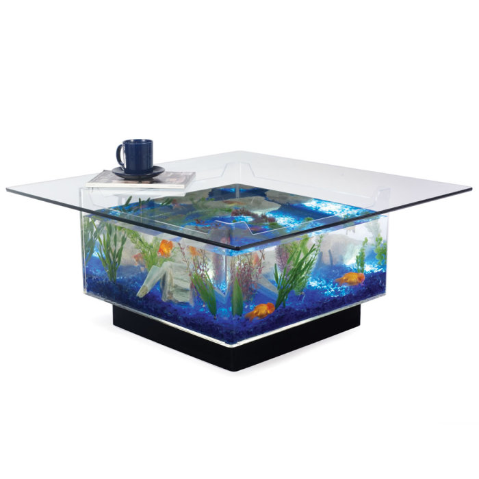 Стильный журнальный столик со встроенным аквариумом. 
