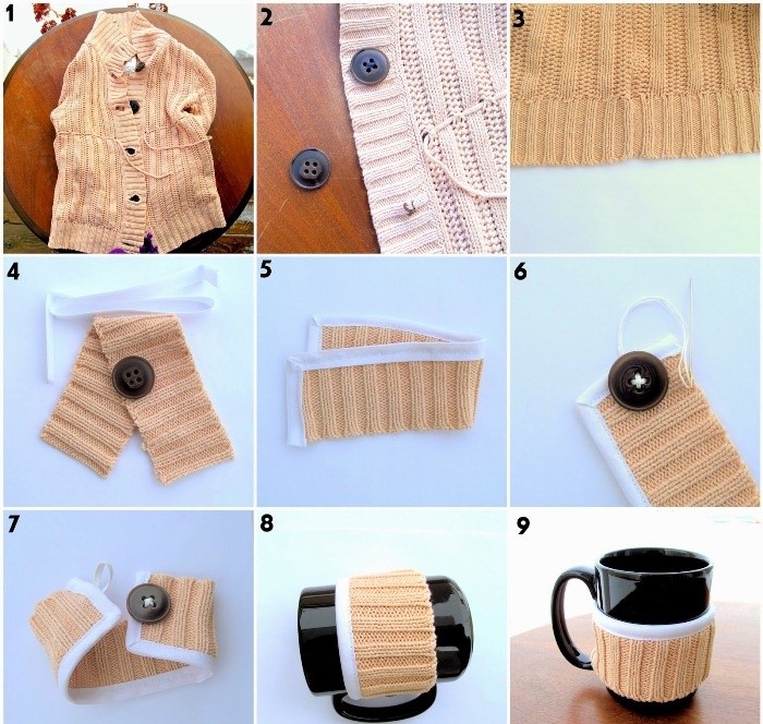 Как сделать декор для чашки из старого свитера: Пошаговая инструкция.