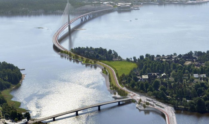 Проект вантового моста в Хельсинки от архитектурной фирмы Knight Architects.