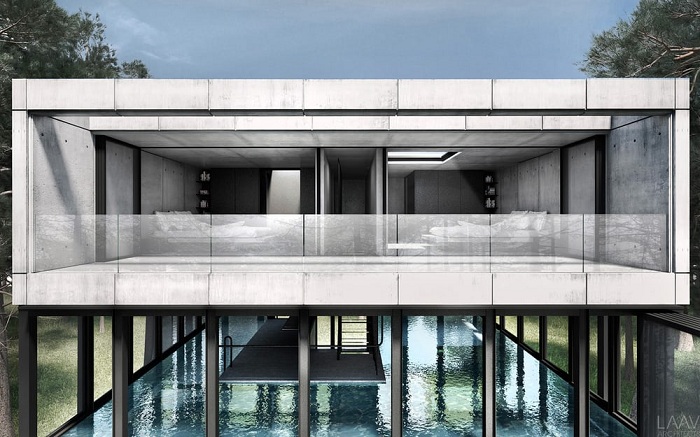 Villa Clessidra - концепт виллы из бетона, стекла и стали.