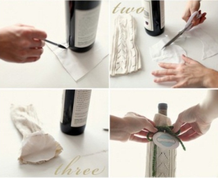 Как сделать мешочек для вина из старого свитера: пошаговая инструкция.