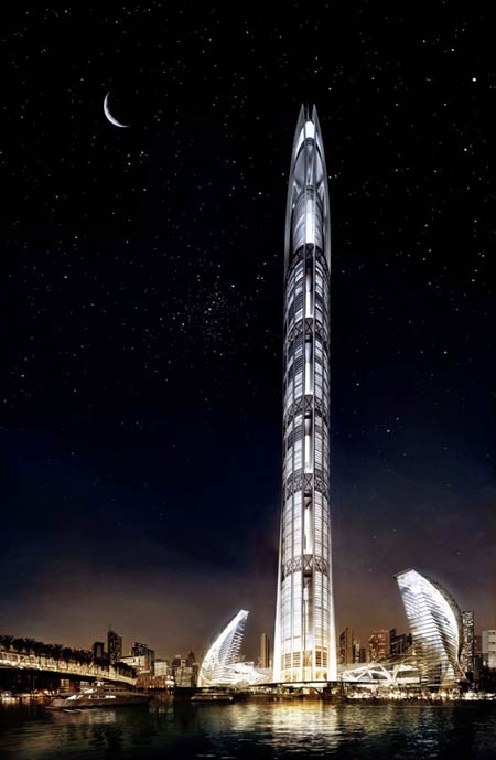 Недостроенная башня в Дубаи.