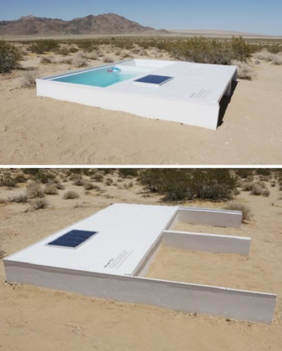 Скрытый бассейн, построенный посреди пустыни.