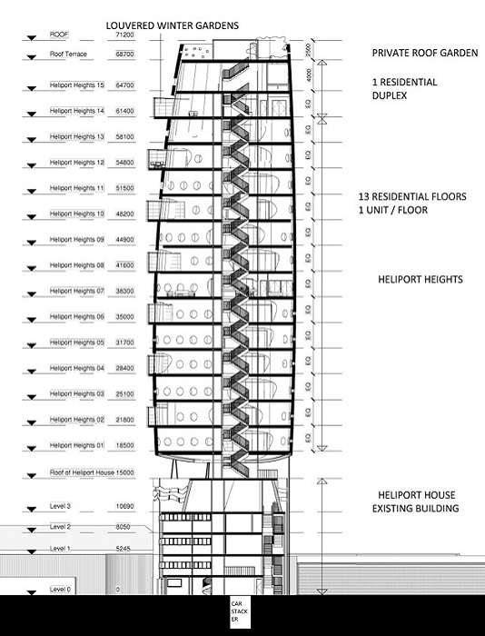 Чертежный план здания «Heliport heights».