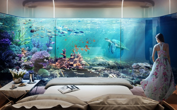 Спальня с видом на коралловый риф.