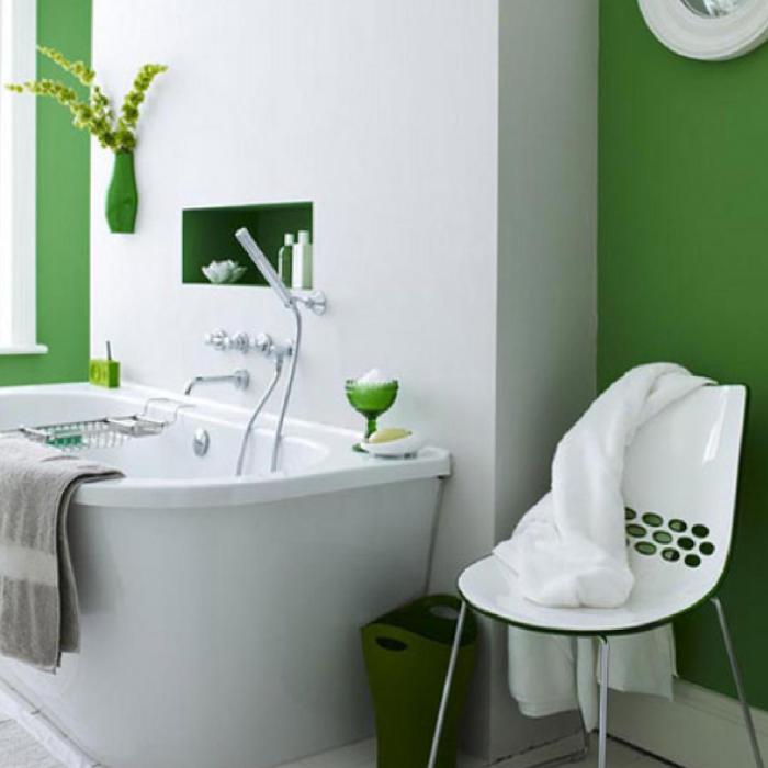 Элегантная ванная в зеленом цвете. 