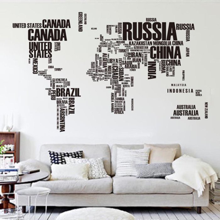 Карта мира, выполненная с помощью слов.