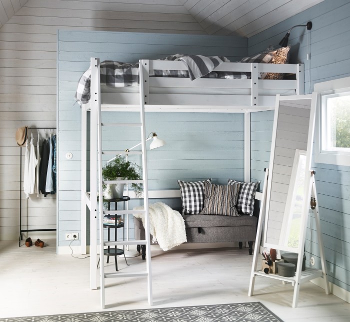 Современный дизайн-проект спальной комнаты с двухъярусной кроватью.