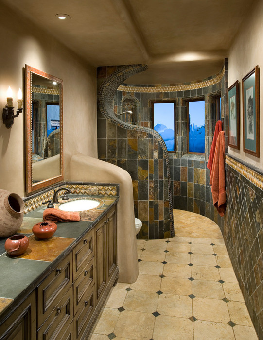 Оригинальный дизайн ванной комнаты.