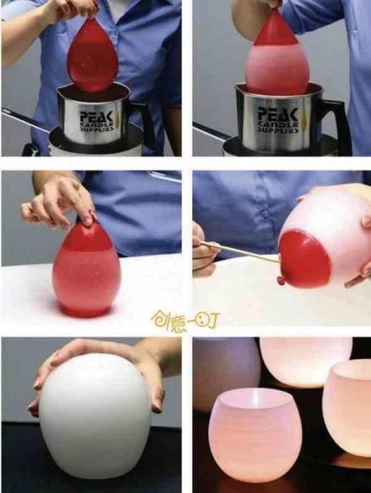 Восковая свеча, созданная с помощью воздушного шара.