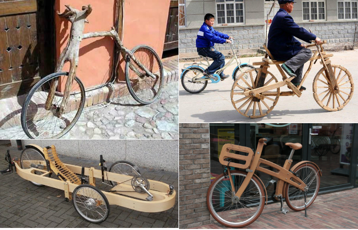 Деревянные велосипеды.
