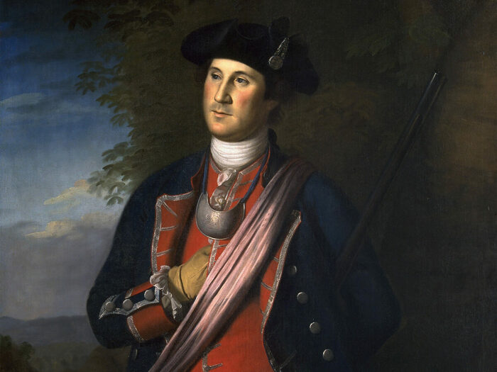 Молодой Джордж Вашингтон в форме с горжетом. |Фото: historynet.com.