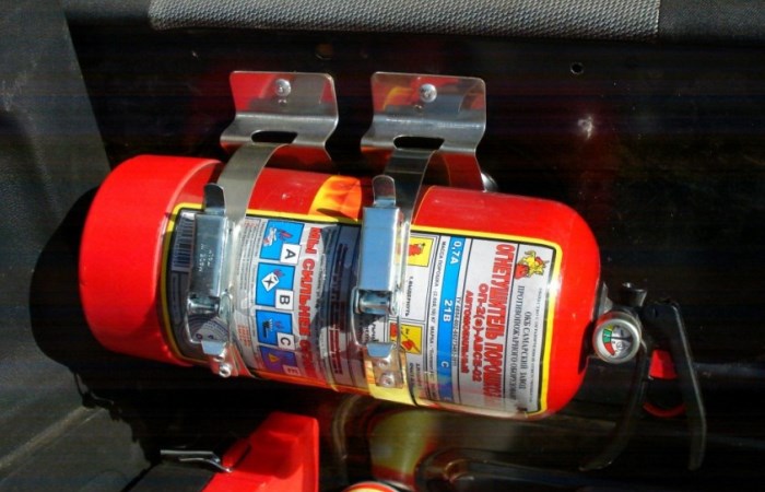 Как правильно держать огнетушитель в машине.