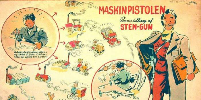 Комикс-памятка датского подпольщика Гастона об изготовлении запчастей к ПП.