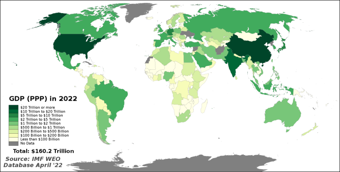 Страны по ВВП в 2022 году. Чем темнее, тем больше. |Фото: ya.ru.