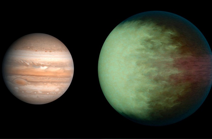 Кеплер 7Б в сравнении с Юпитером.