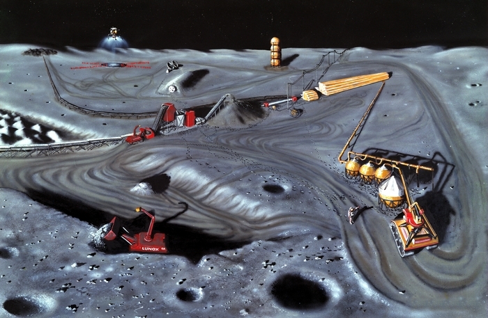 Добыча гелия-3 на Луне.