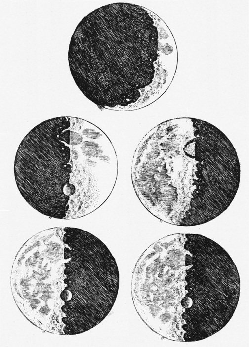 Рисунки Луны Галилео Галилей.