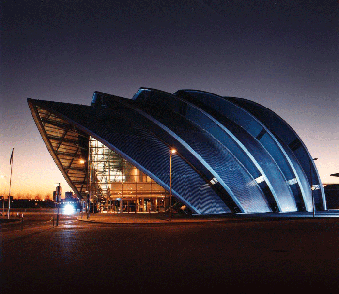 Конференц-центр «Клайд Аудиториум» в Глазго, Шотландия: ночной кадр