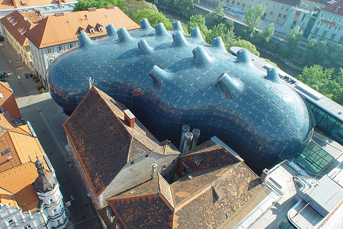 Музей 'Кунстхаус' в Граце, Австрия: с высоты птичьего полета