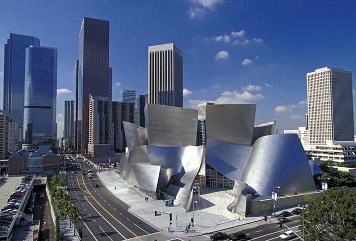 Концертный зал Уолта Диснея в Лос-Анджелесе с высоты птичьего полета
