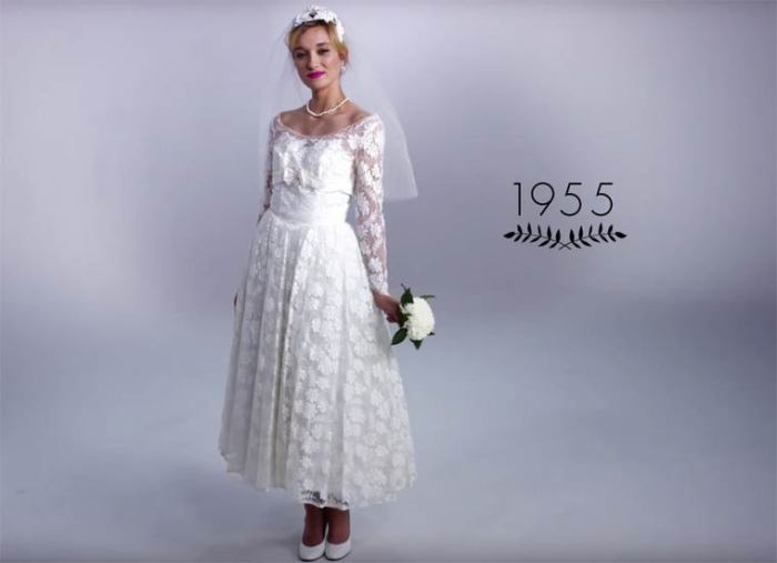 Свадебные платья, которые были модными в середине двадцатого века.