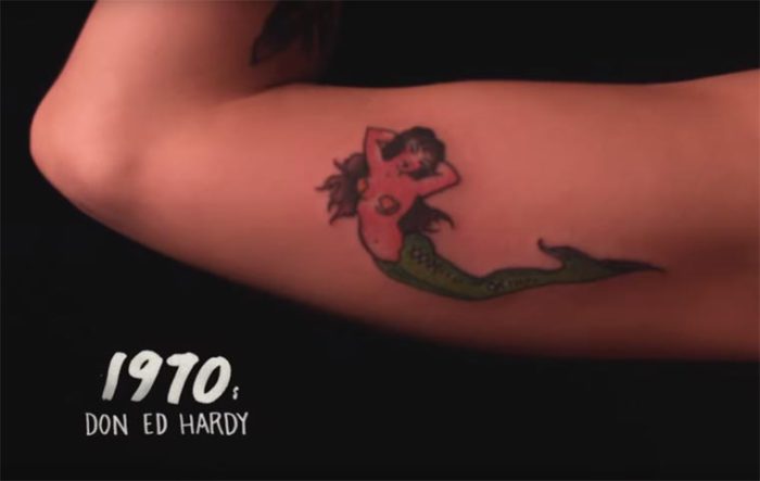 Разноцветная татуировка с изображением русалки - примета семидесятых годов двадцатого века.