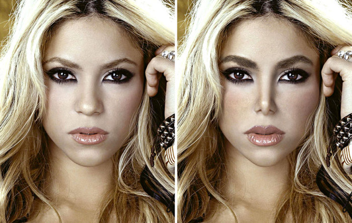 Если бы известная певица Шакира (Shakira) сделала несколько пластических операций, её лицо выглядело бы так.