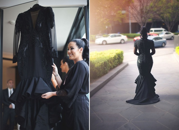 25-летняя австралийка надела на церемонию бракосочетания свадебное платье черного цвета.