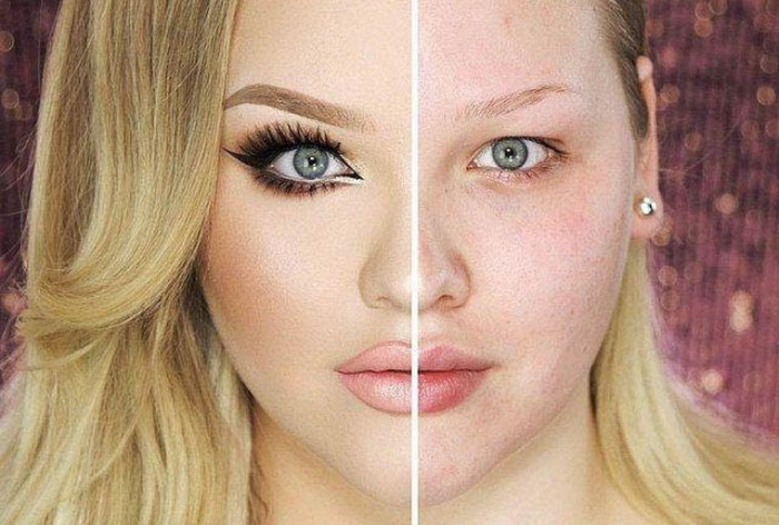 Американский видеоблогер решила продемонстрировать силу правильно нанесенного макияжа.