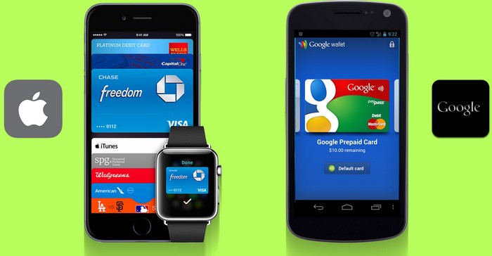 Мобильные платежи Google Wallet и Apple Pay