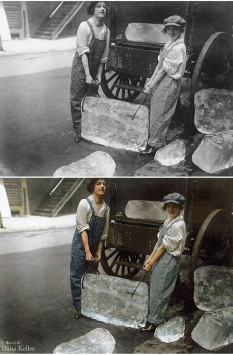 Женщины грузят лед, 1918 год.
