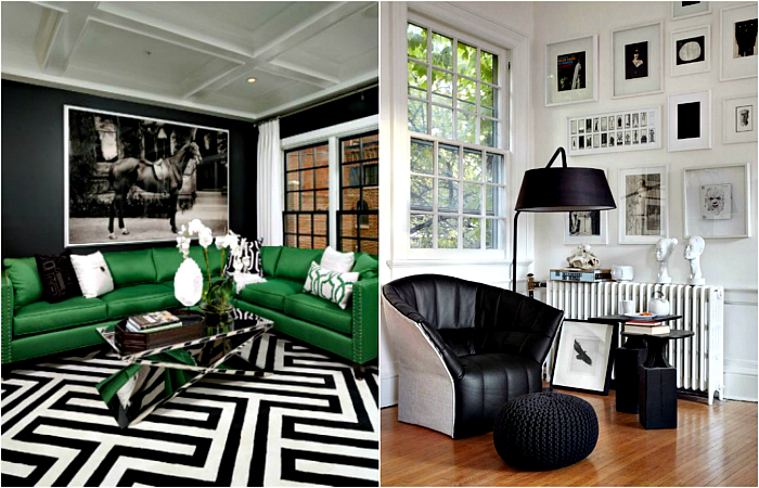 20 современных интерьеров гостиной в чёрно-белых тонах