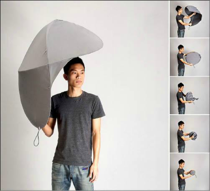 Компактный зонт с тросом вместо спиц, который защитит от дождя, ветра и брызг.