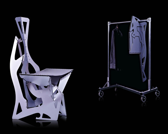 Дизайнерский стул, который складывается и становится абсолютно плоским.