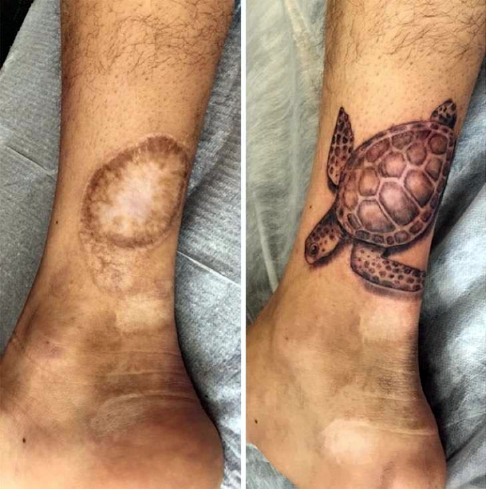 Татуировка с изображением черепахи.