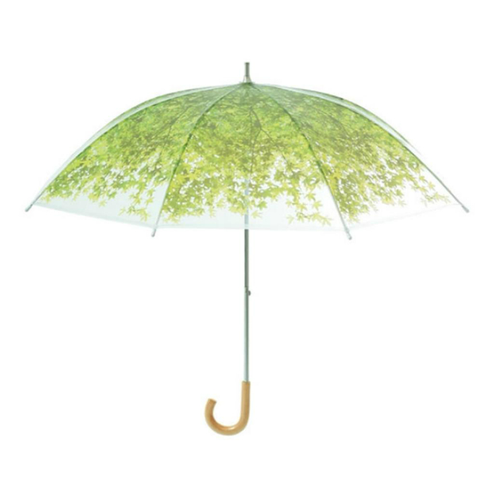 Зонт, который позволит укрыться от дождя под зеленой листвой.