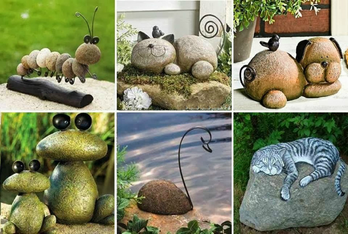 Симпатичные каменные фигурки в виде животных.