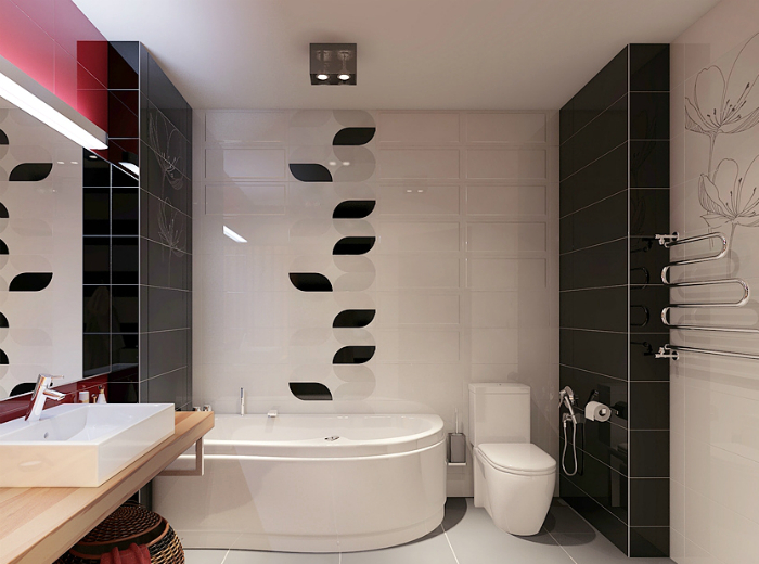Дизайн ванны со скошенной стеной