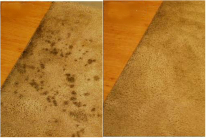 С помощью водно-уксусного раствора можно избавиться от пятен на ковре.