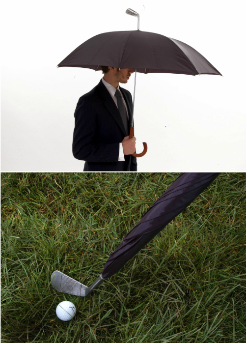 Зонт, который легко превращается в клюшку для гольфа.