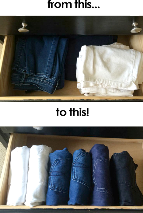 Хранение джинсов.