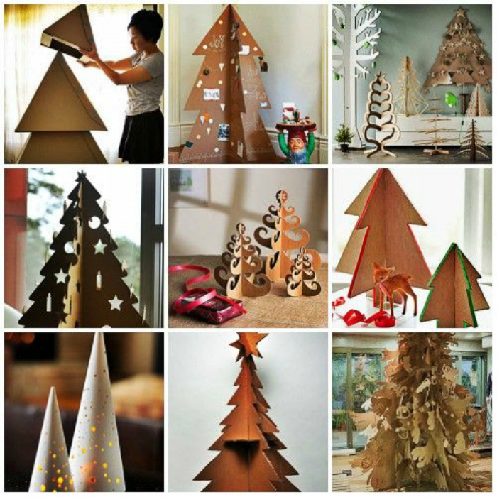 Несколько оригинальных способов о том, как сделать новогоднюю елку из картона.