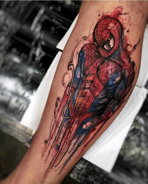 Татуировка с изображением человека-паука.