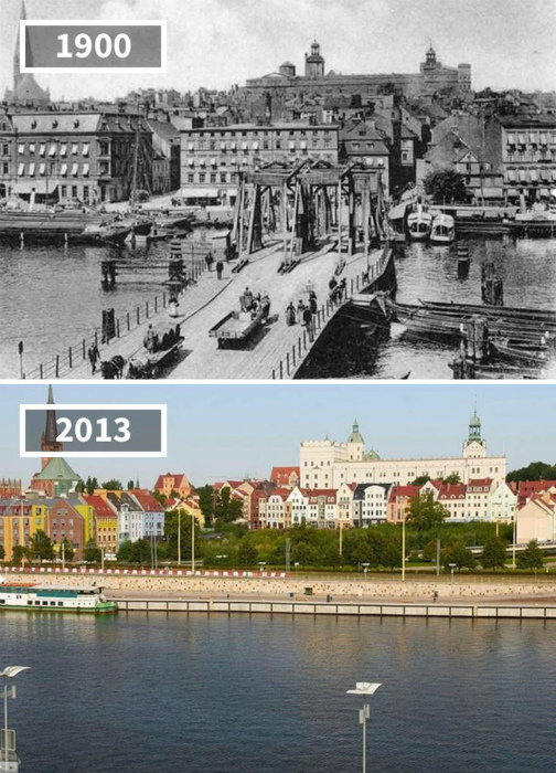Мост в Польше, 1900 и 2013.