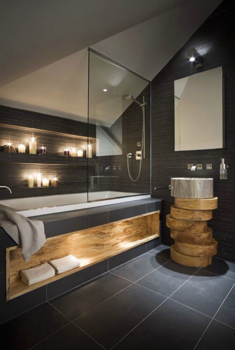 Ванная комната в рустикальном стиле.