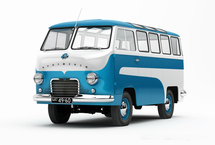 Первая опытная модель микроавтобуса собственной рижской разработки. 1957 год.