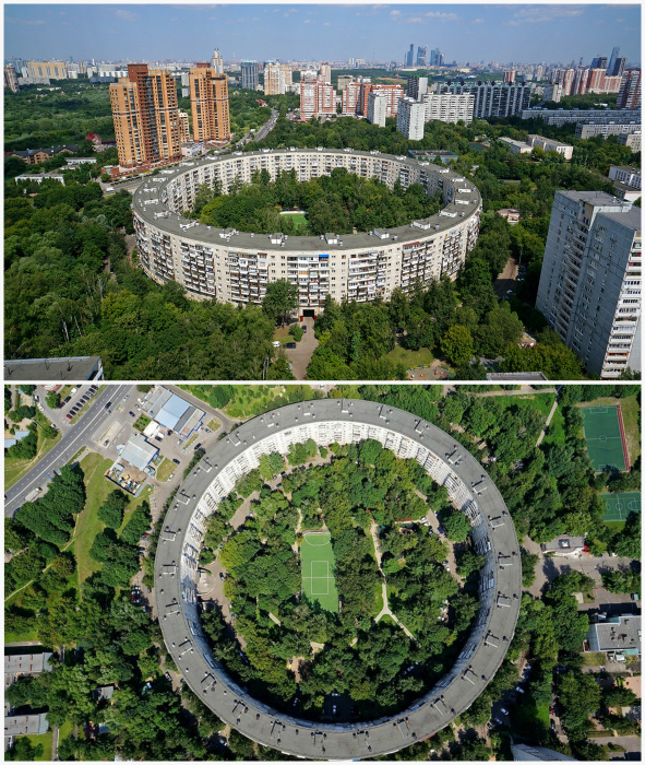 Несколько оригинальных круглых домов в Москве. | Фото: МойДом Журнал, Википедия.