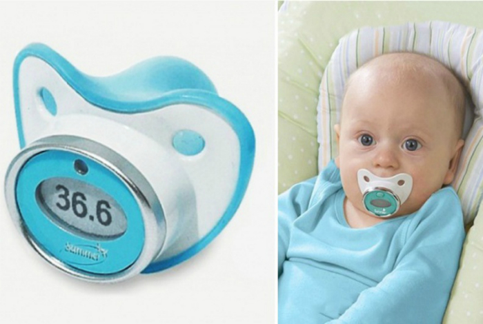 Электронный термометр-соска поможет без труда измерить температуру малыша.