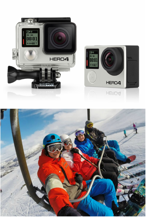 Экшн камера GoPro HERO4 отлично подойдет для съемки в экстремальных условиях. Она компактна и прекрасно выдерживает ветер и снег.